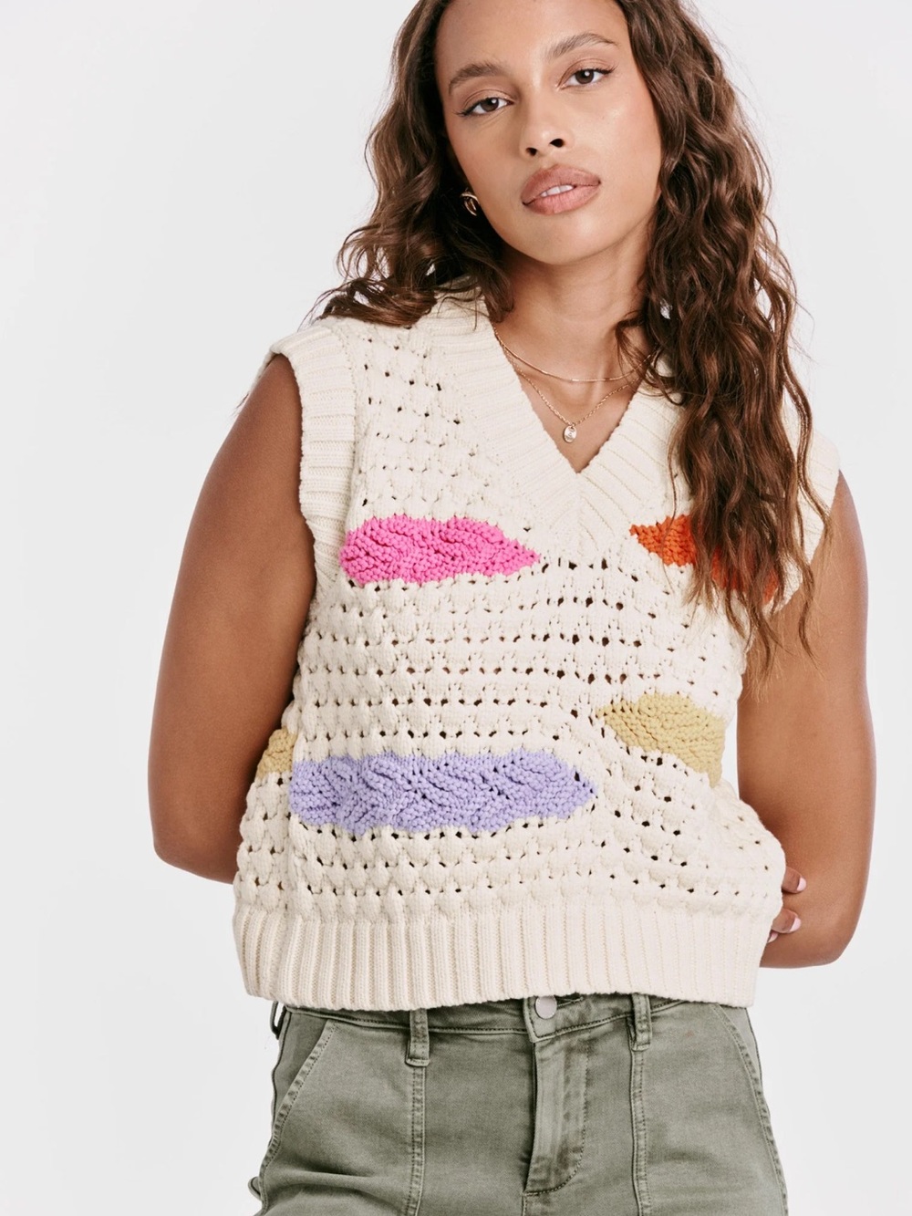 Dear John Gabra Pointelle Sweater Vest